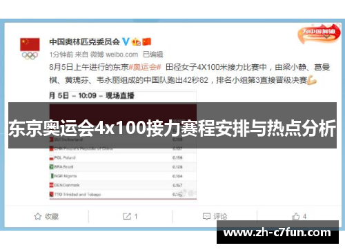 东京奥运会4x100接力赛程安排与热点分析
